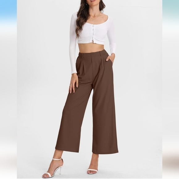 Bloggerlove Womens Casual Work Pants. Waffle Knit. High Waist Dress Pan… - Picture 3 of 12